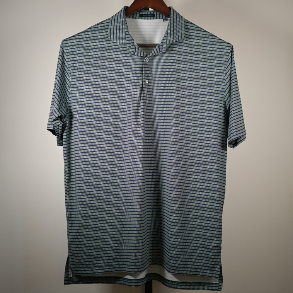 Turtleson Mens XL Performance Polo Shirt short Sleeve Navy Striped Golf‎ 1696